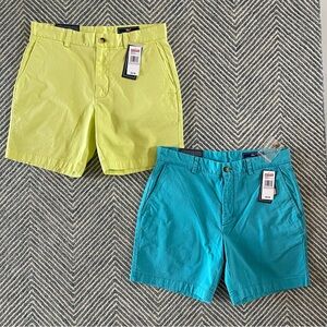 NWT Men’s Vineyard Vines Sunny Lime and Blue Flat Front Shorts Size 32